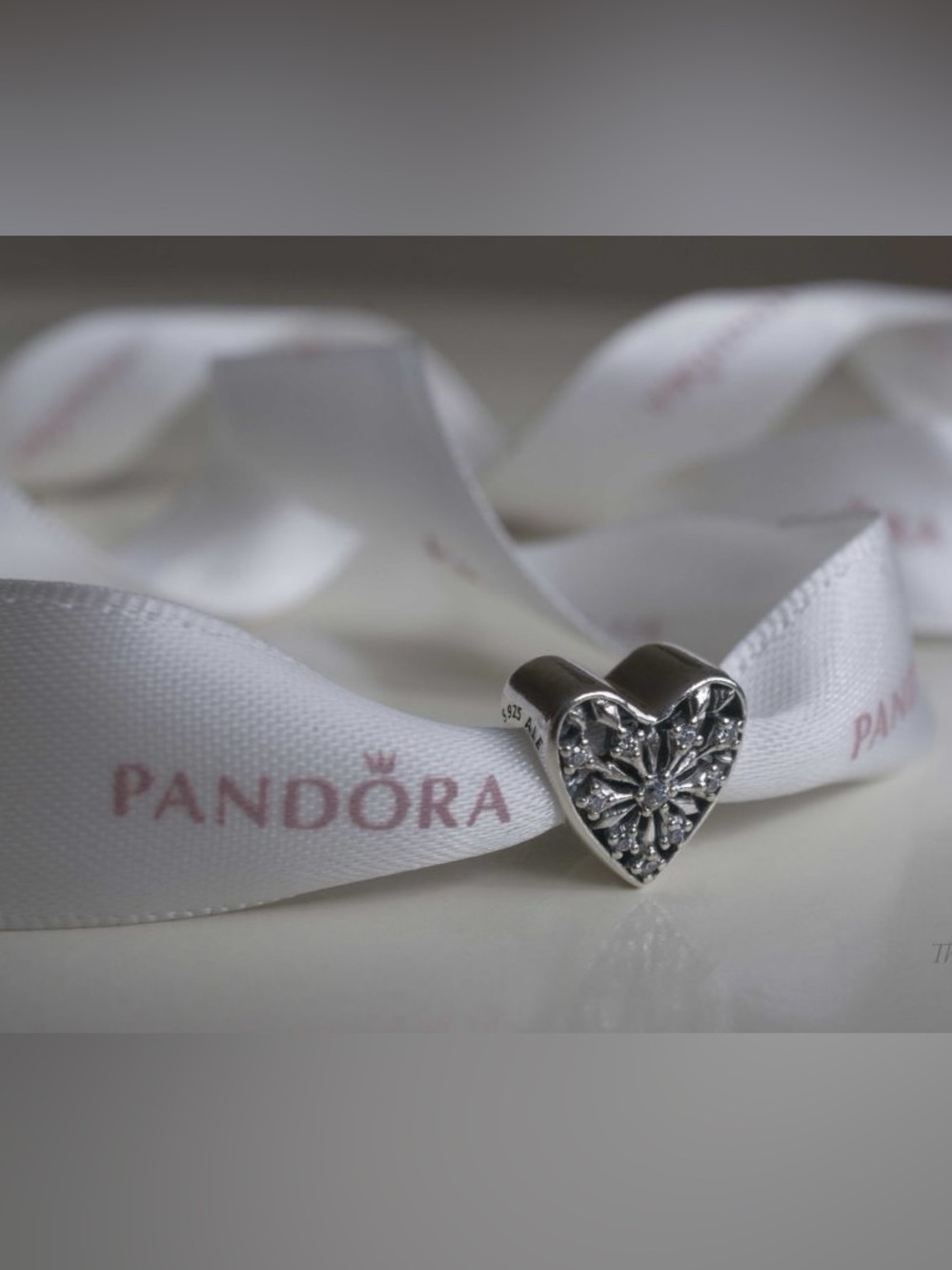 Authentic Pandora Silver Heart of Winter CZ Snowflake Charm